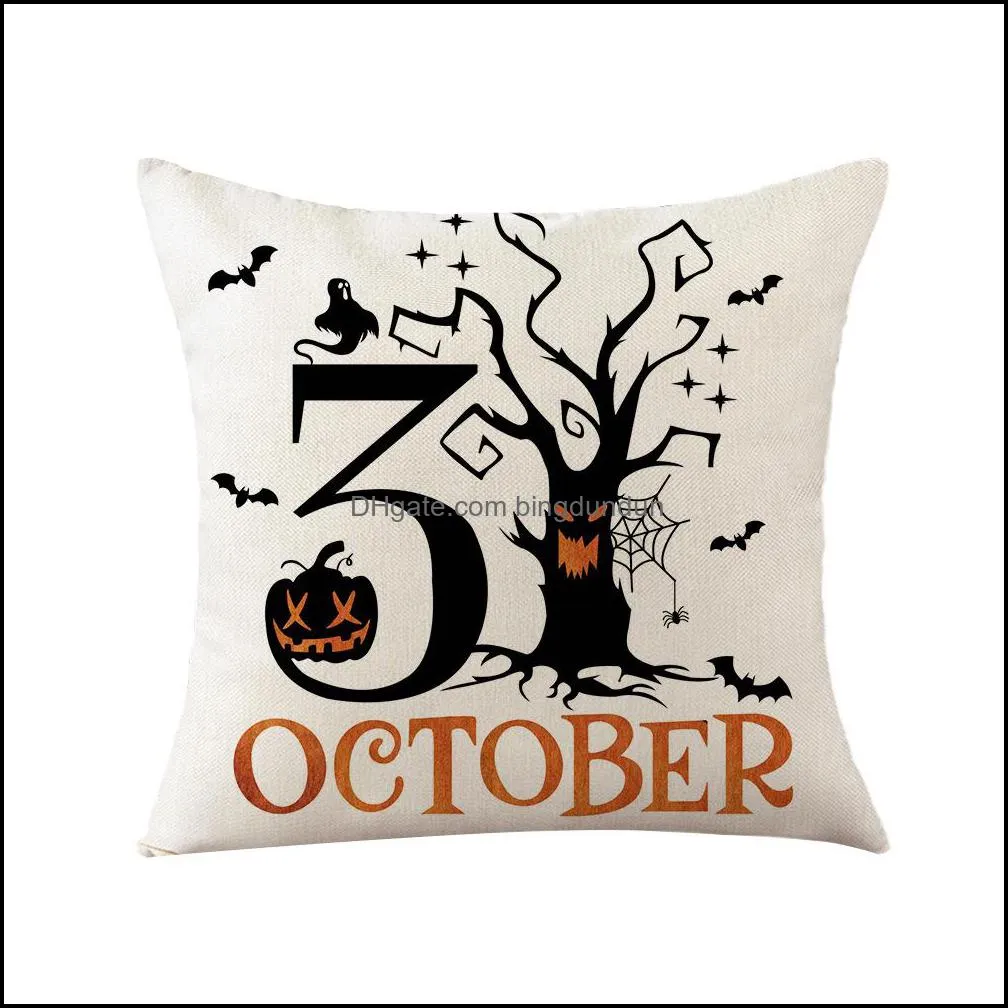 2022 new halloween pillow case amazon cross border linen pumpkin home sofa pillowcase bedroom cushion