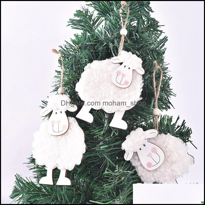 easter lamb wooden pendant living room hanging ornaments handcraft diy home kids gift decor suppliesparty