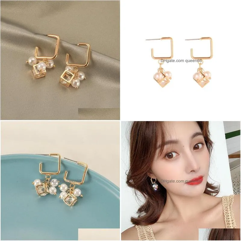 fashion jewelry pearl diamond crystal zircon dangle earrings womens stud earrings s808
