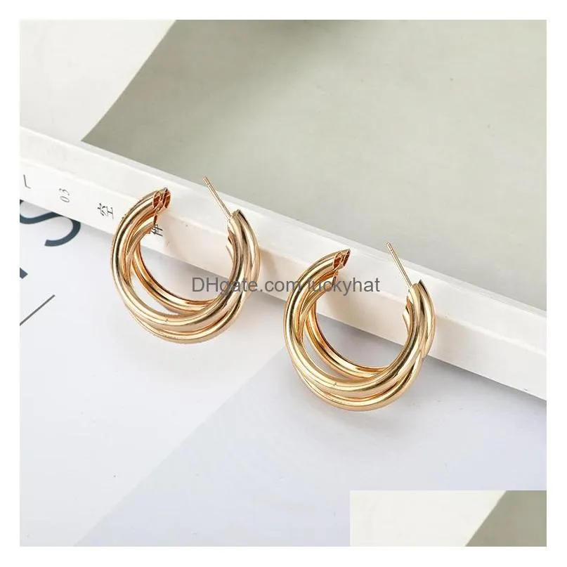 fashion jewelry womens vintage layers cute stud earrings gold silver color