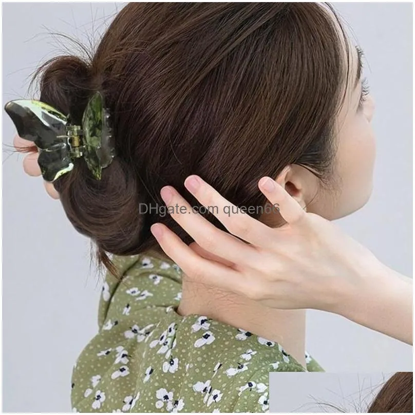 fashion jewelry candy color butterfly hairpin hair clips for women girls bobby pin acrylic barrette back head barrettes hair grab headdress