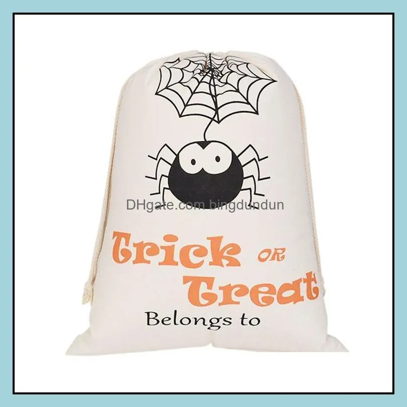 hot halloween candy bag gift sack treat or trick pumpkin printed canvas bags hallowmas christmas party festival drawstring bag