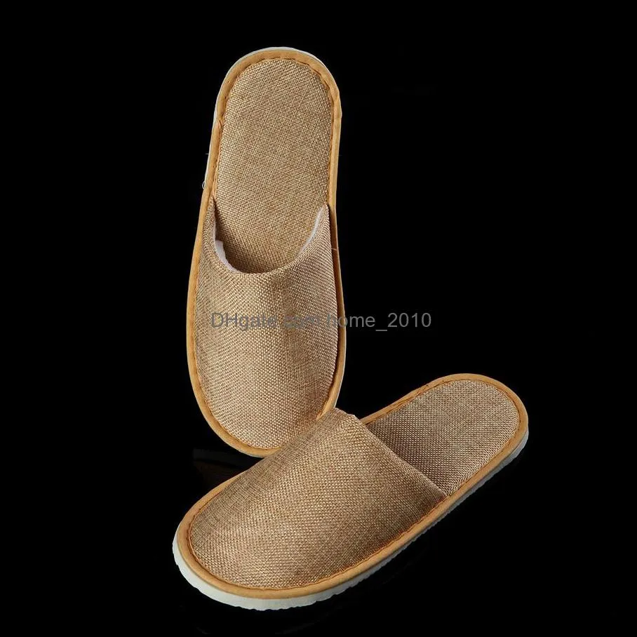 home guest shoes yellow grey comfortable breathable soft disposable slippers el spa antislip cotton linen disposable slippers dh0607