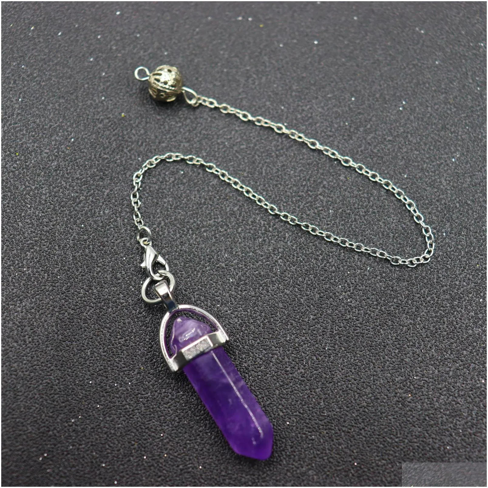 dowsing pendulum charms quartz hexagonal bullet shape natural stone crystal reiki healing pendule pendant pendulums for dowsing