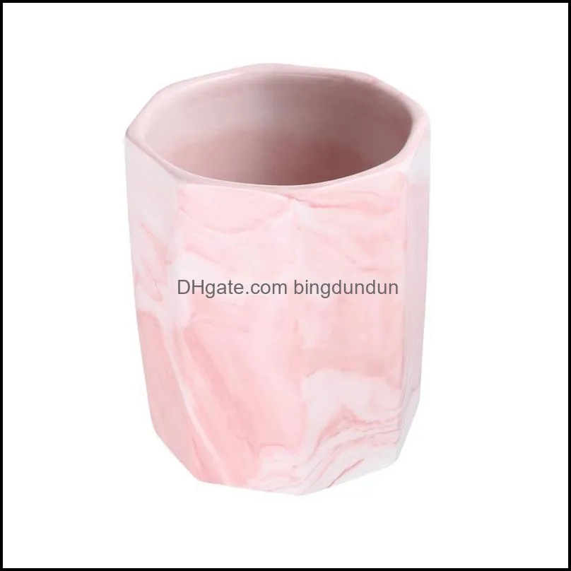 marbling pen holder octangular ceramic makeup brush container desktop organizer pencil