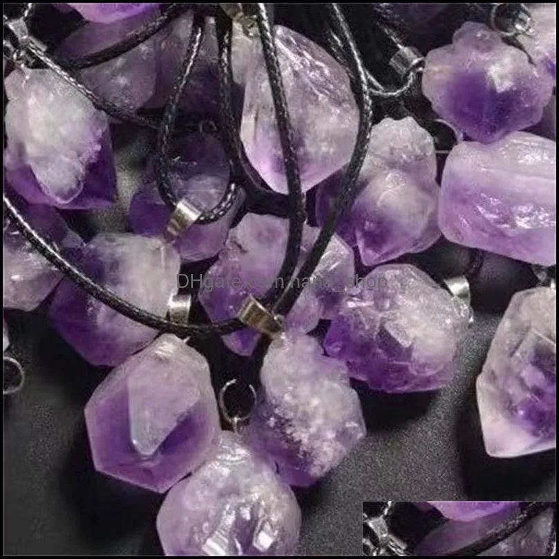 natural crystal pendant necklaces amethyst rough stone necklace jewelry 472 h1