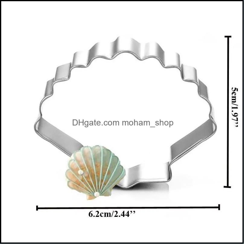 baking pastry tools 4pcs/set stainless steel cookie cutter fondant mold conch seashell starfish 