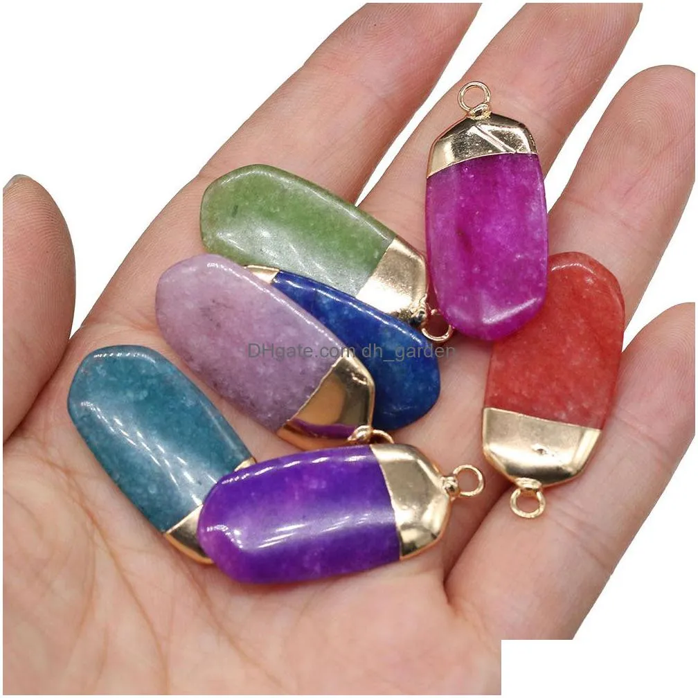 reiki healing charms semiprecious rectangular white stone dyed color crystal pendant diy necklace women fashion jewelry finding