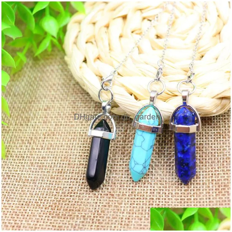 dowsing pendulum charms quartz hexagonal bullet shape natural stone crystal reiki healing pendule pendant pendulums for dowsing