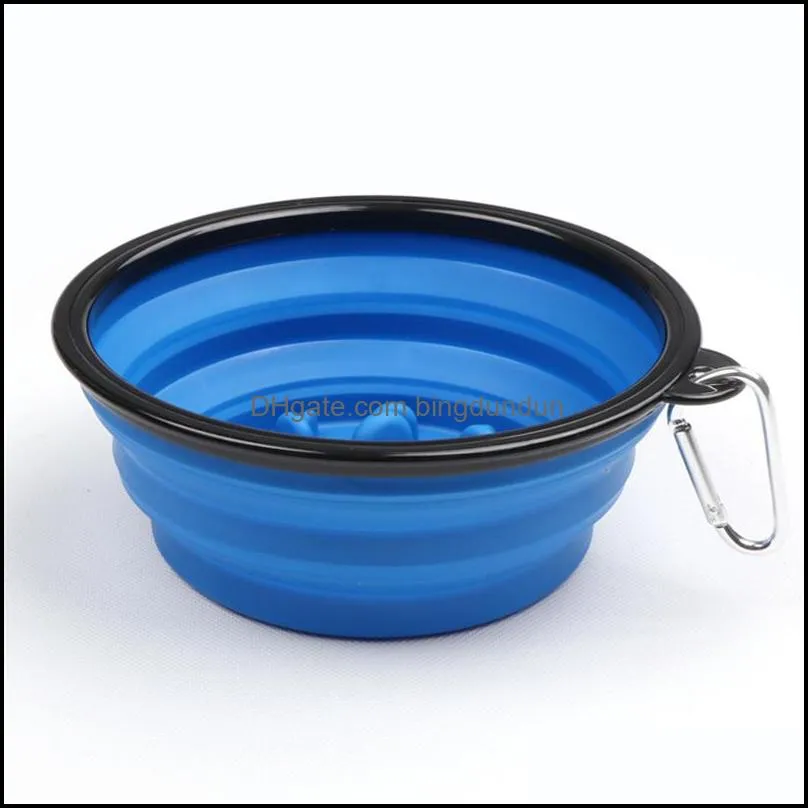 collapsible slow feeding pet bowl silicone outdoor travel portable puppy food container feeder dish bowl