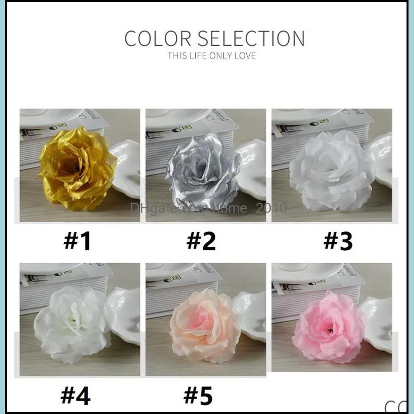 8cm 22colors silk rose artificial flower heads high quality diy flower for wedding arts wall arch bouquet decoration flowers