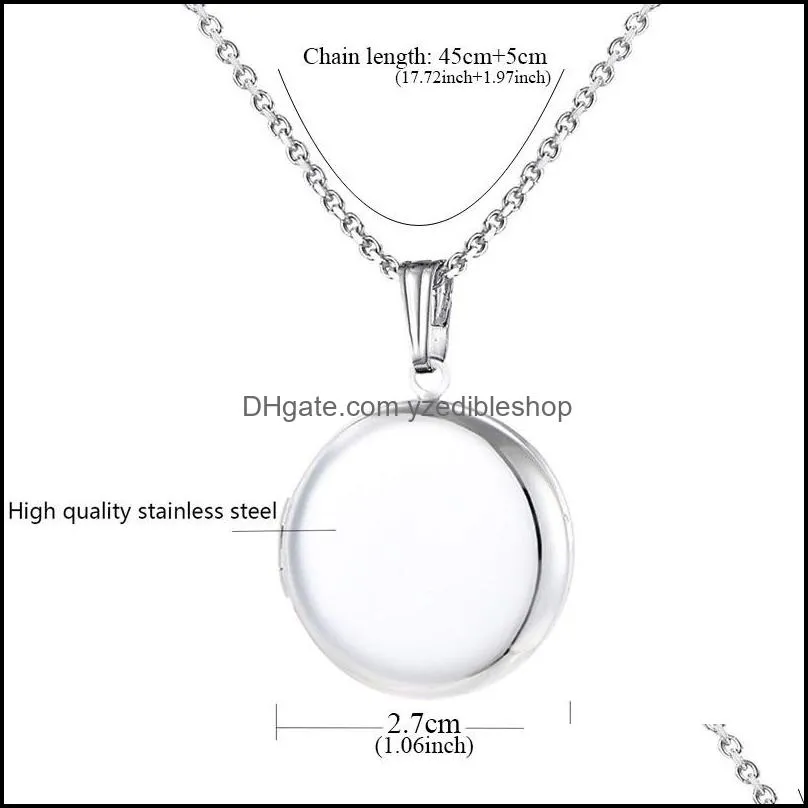  stainless steel round open lockets pendant necklace for women men could holds p os engraving words necklace jewelry gift