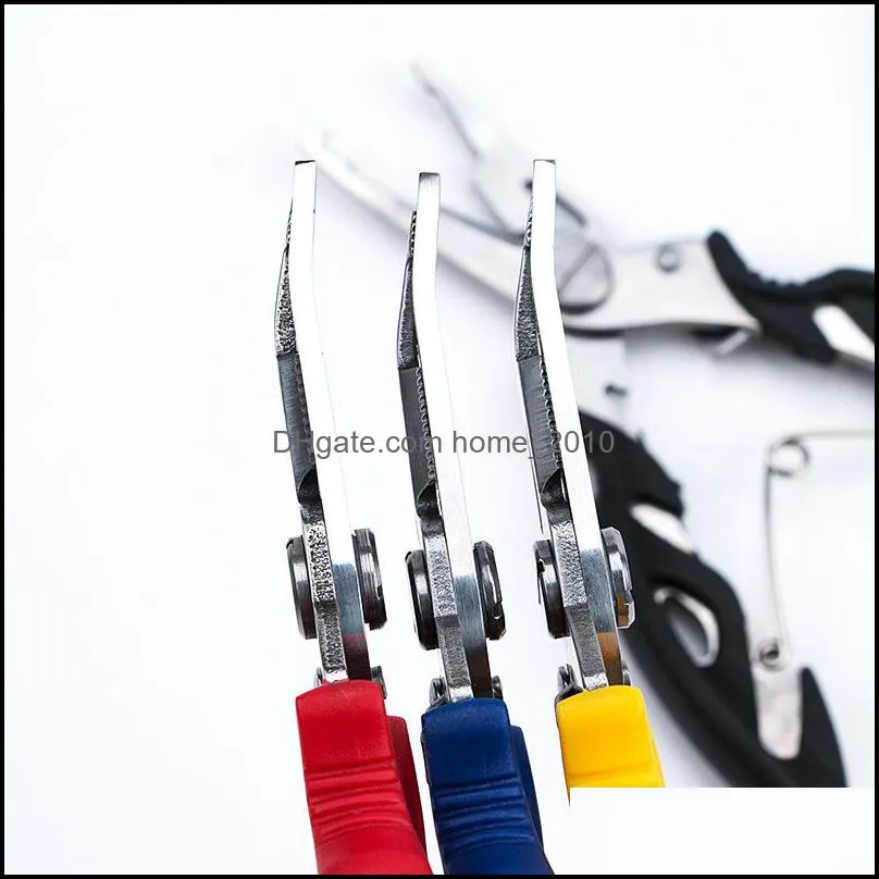 wholesale stainless steel fishing pliers scissors outdoor fisherman line cutter remove hook fishing tackle tool gadget 4 color dh0658