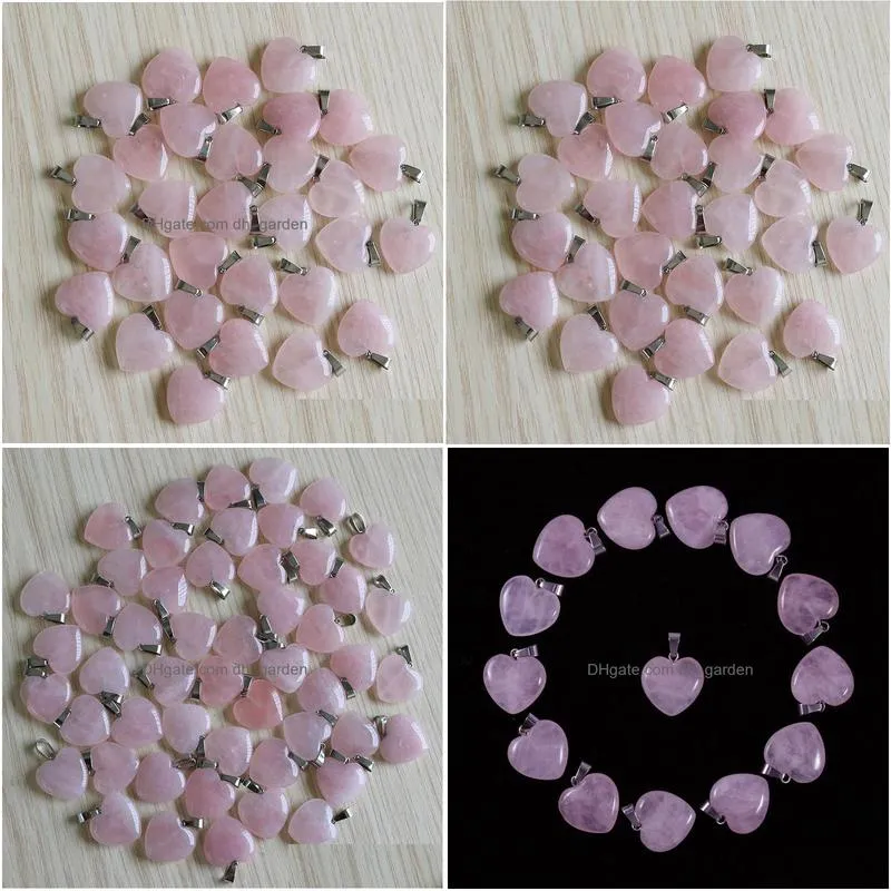 natural stone charms 20mm heart shape rose quartz pendants chakras gem stone fit earrings necklace making assorted