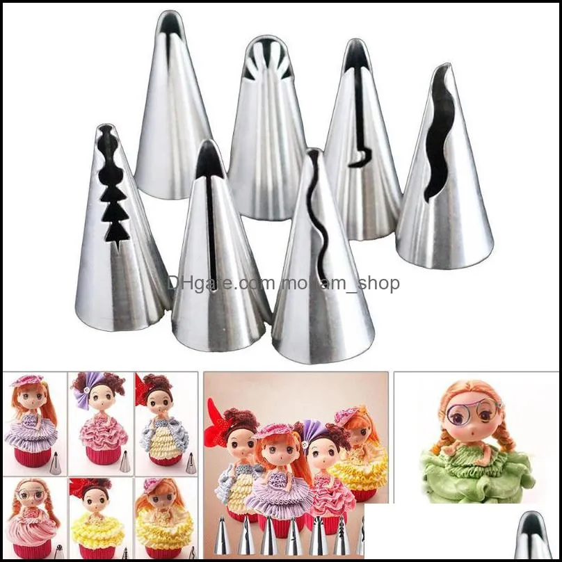 baking pastry tools 7pcs/set nozzles decorating tips stainless steel icing piping nozzle home kitchen cake accessories drop