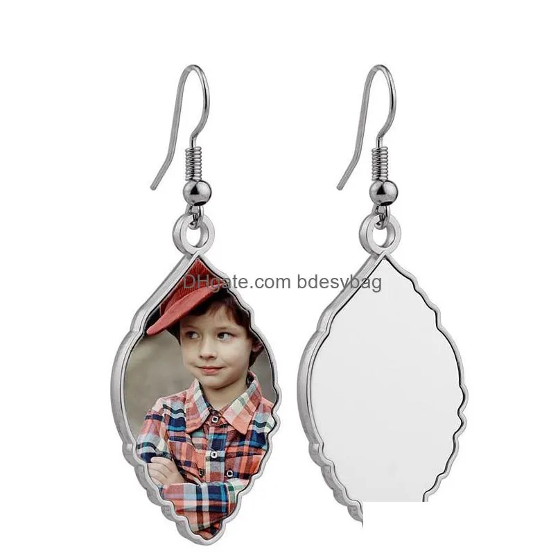 diy thermal transter sublimation blank charm designer earrings for women south american silver heart leaf triangle pendants earring designer jewelry