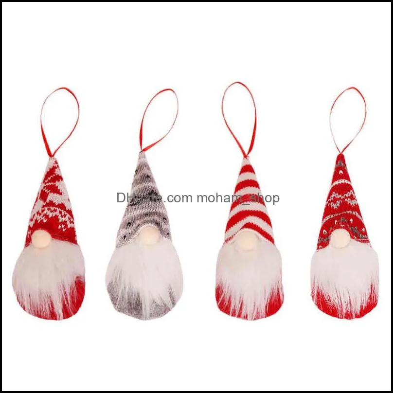 christmas mini faceless old man doll xmas tree plush gnome santa hanging pendant decoration home party hang ornaments vtmhp0987