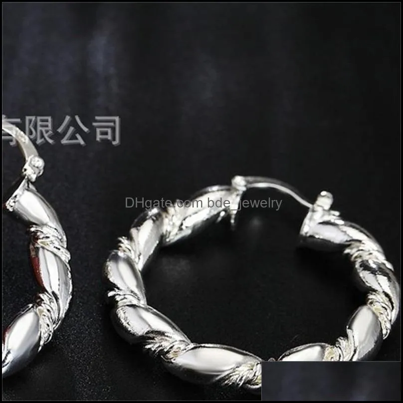 925 sterling silver twisted rope loop 38mm circle hoop earring for woman fashion party wedding engagement party jewelry 1281 t2