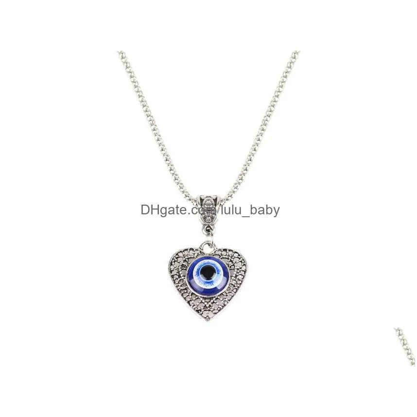 fashion jewelry hollow out heart evil eye necklace blue eyes pendant necklaces