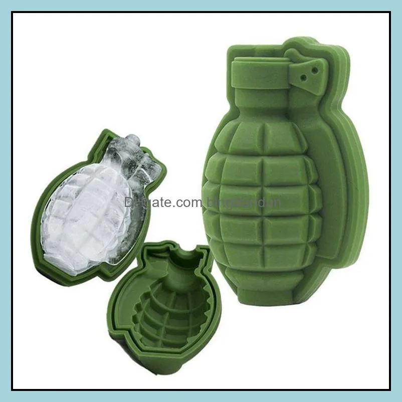hot 3d grenade shape ice cube mold creative ice cream maker party drinks silicone trays molds kitchen bar tool mens gift