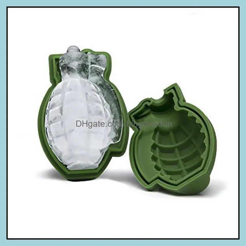 50pcs 3d grenade shape ice cube mold creative ice cream maker party drinks silicone trays molds kitchen bar tool mens gift