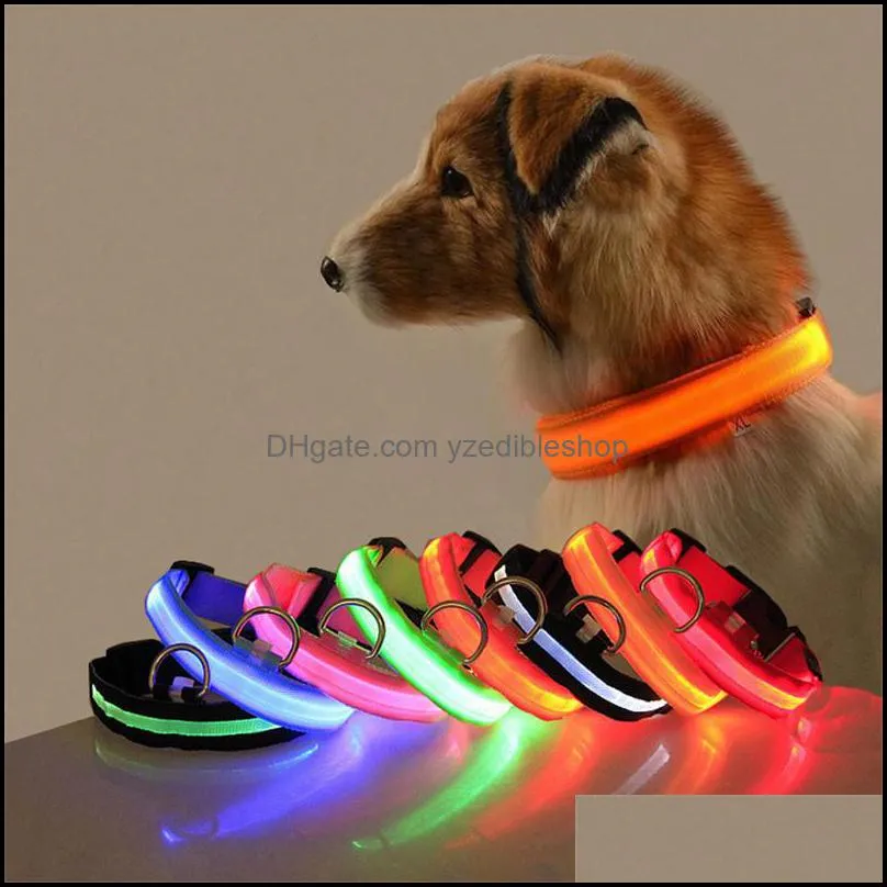 led nylon pet dog collar recharge led light flashing glow in the dark antilost/ car accident avoid collar sxl