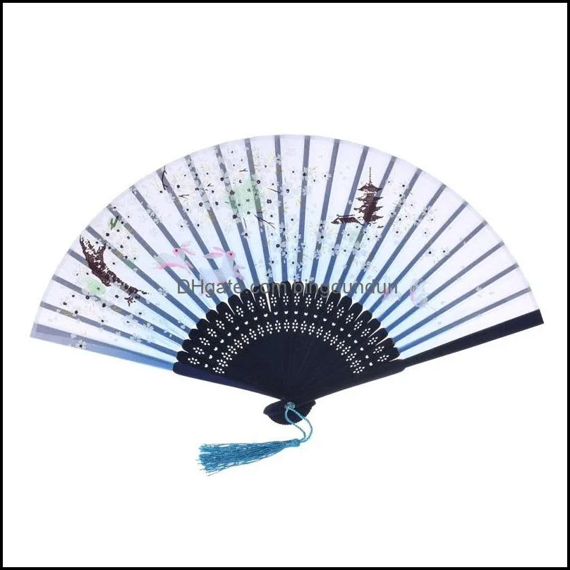 chinese silk fabric folding fan women hand held silk folding bamboo fans chinese japanese style wedding party gift decration