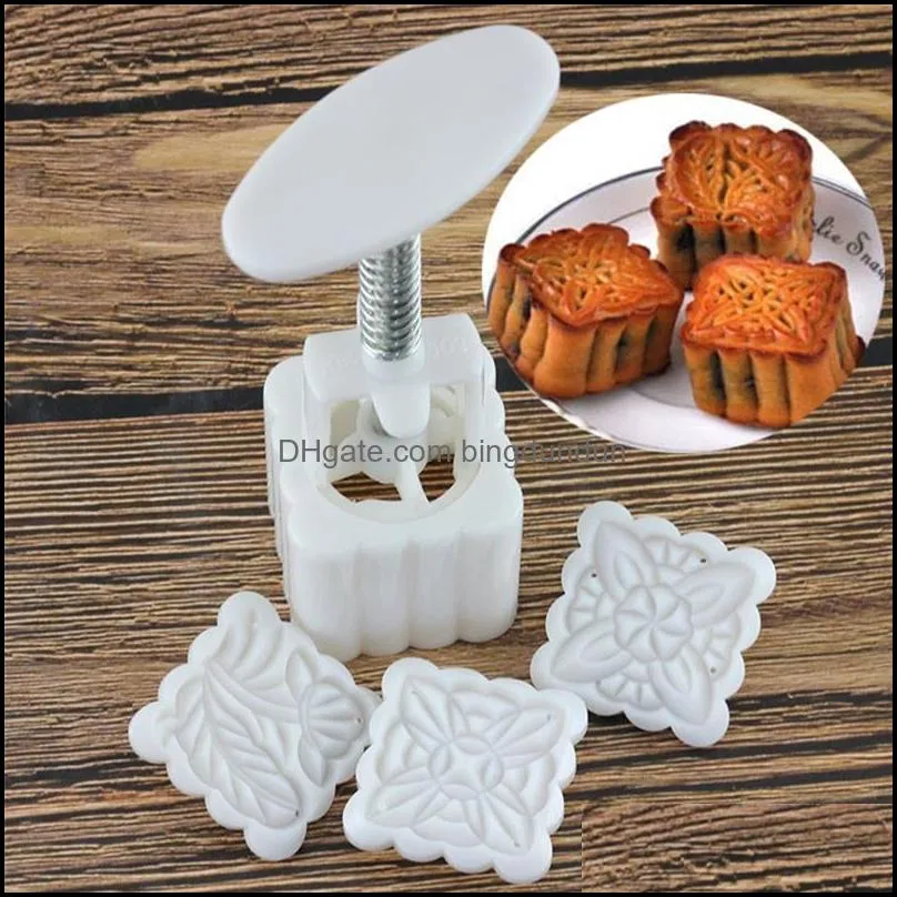 16pcs/set flower mooncake mold diy hand pressure fondant moon cake biscuits moulds midautumn festival baking tools