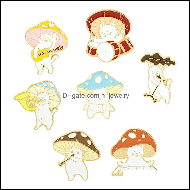 cats concert lapel pin mushroom enamel badges womens anime brooches on backpack mini hijab pins cute decorative badges brooch