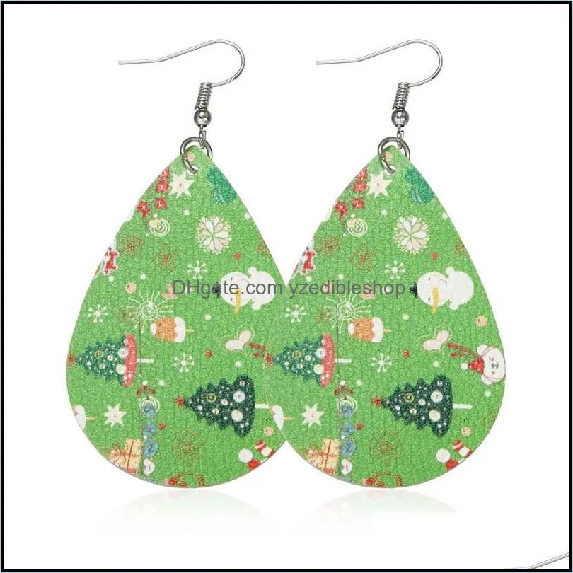 christmas gift leather earrings for woman gril snowflake christmas tree drop dangle earrings waterdrop ethnic style earring birthday