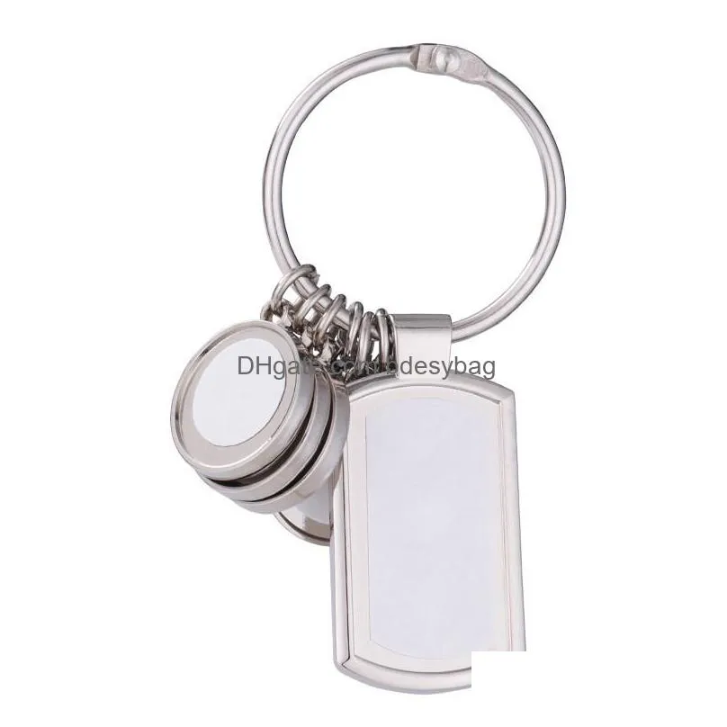 fashion diy sublimation blank round keychains thermal transter designer keychain photo frame for woman man silver car key rings family souvenir jewelry