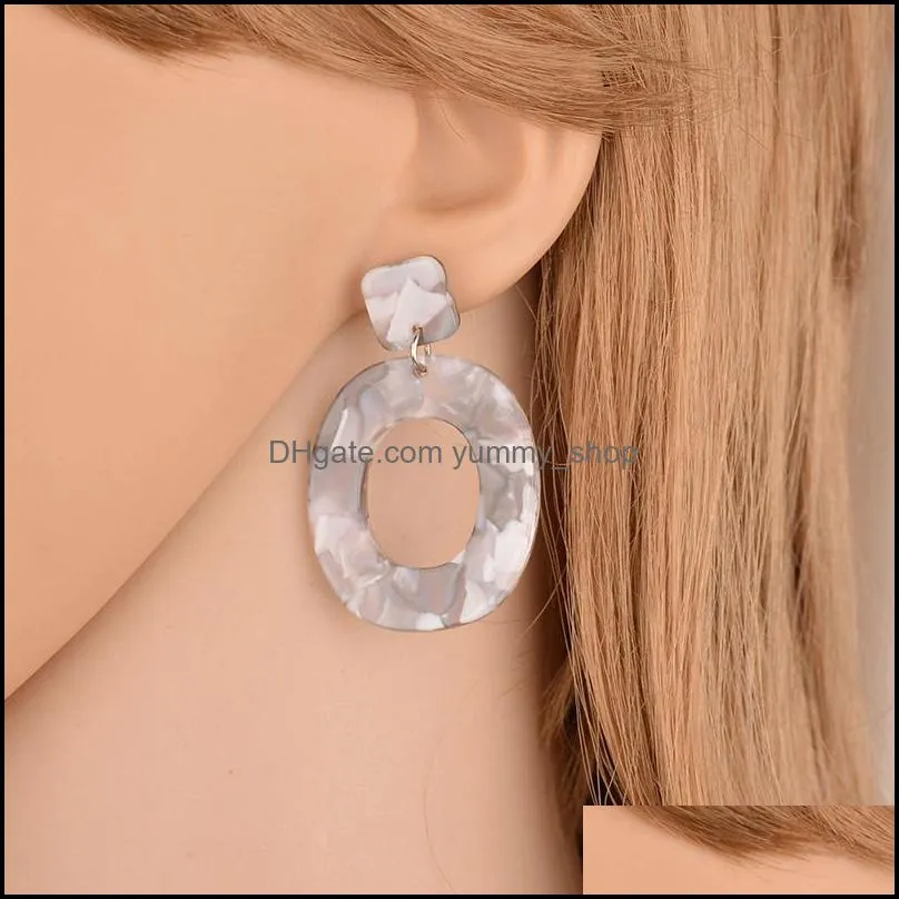  fashion acrylic acid resin drop earrings oval dangle earrings for women long pendant earrings fashion jewelry 4 colors