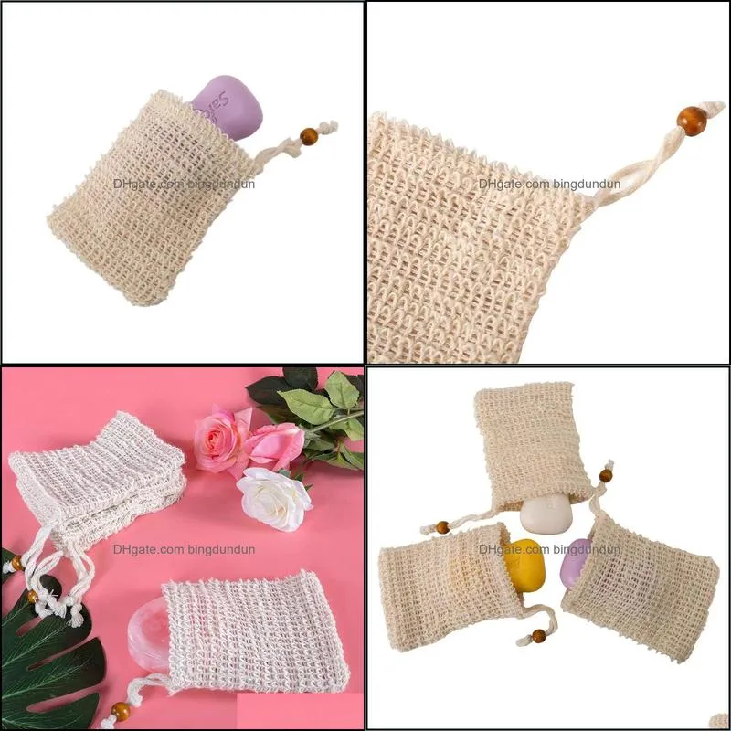 natural exfoliating mesh soap savers bag scrubbers pouch holder for shower bath foaming and drying 9x14.5cm