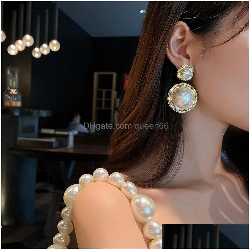 fashion jewelry rhinstone faux pearl beads earrings lady elegant dangle stud earrings