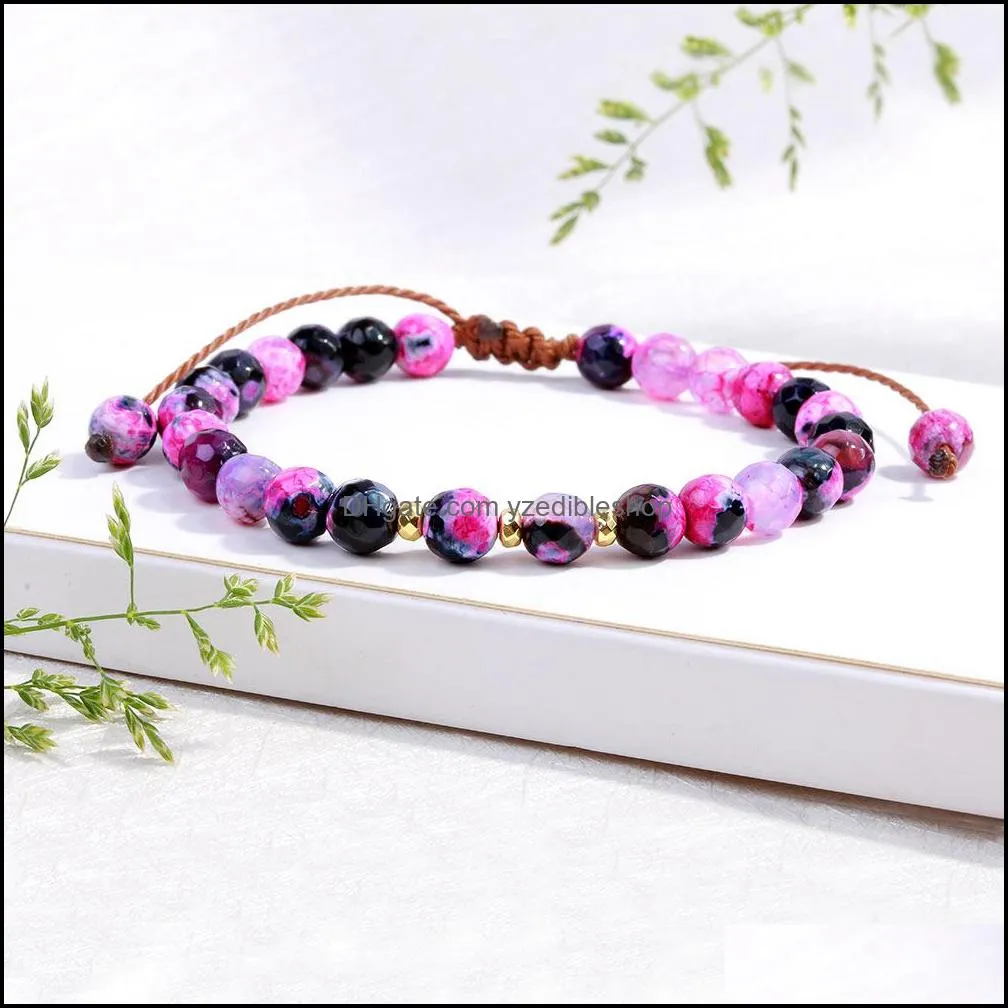 natural stone beaded bracelet strands for men handmade adjustable multi color beads braided rope bracelets for women couple jewelry