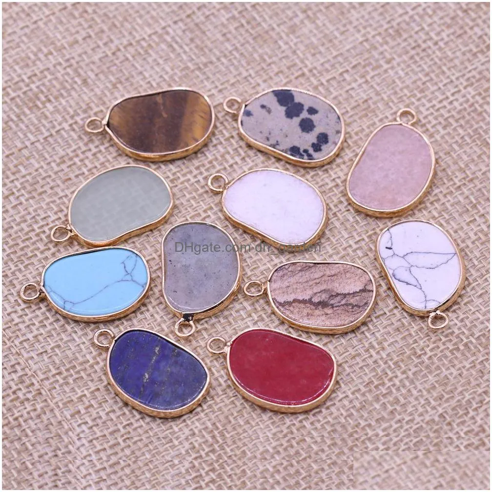 natural stone charms foot shape rose quartz lapis lazuli turquoise opal pendant diy for necklace earrings jewelry making 15x25mm