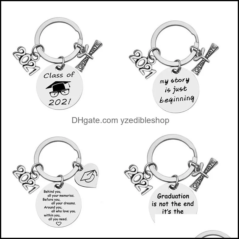 2021 graduation season key chain keyring stainless steel creative positive energy gift jewelry accessories