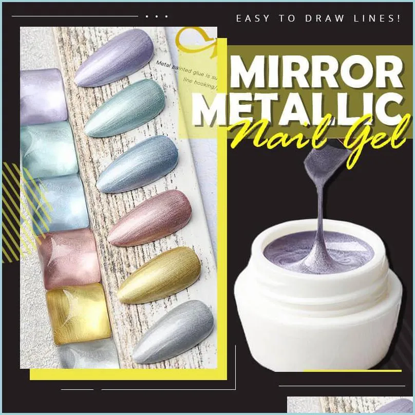 mirror metallic nail gel metal effect draw painting stamping art color polish