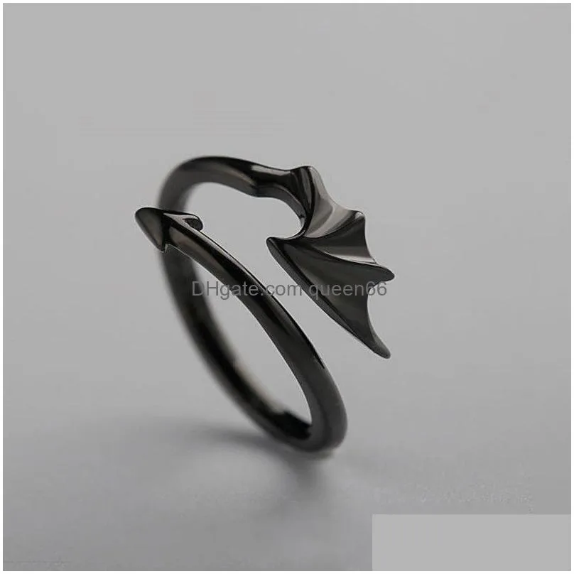 fashion jewelry demon wings ring angle couple rings