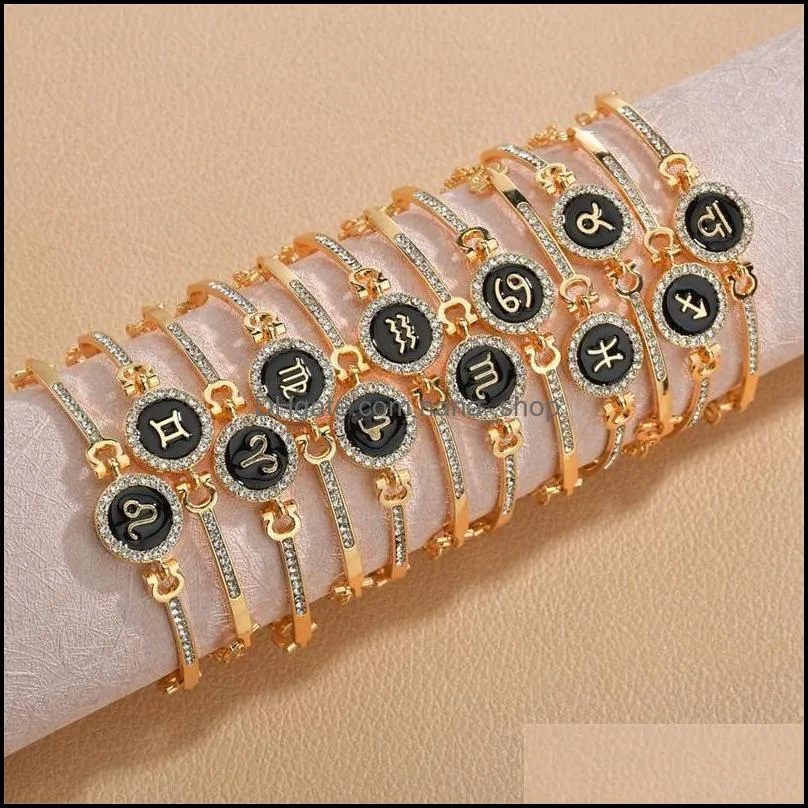 birth jewelry constellations 12 zodiac signs charm bracelets women men birthday gift cubic zircon zodiac bracelet chain 3612 q2