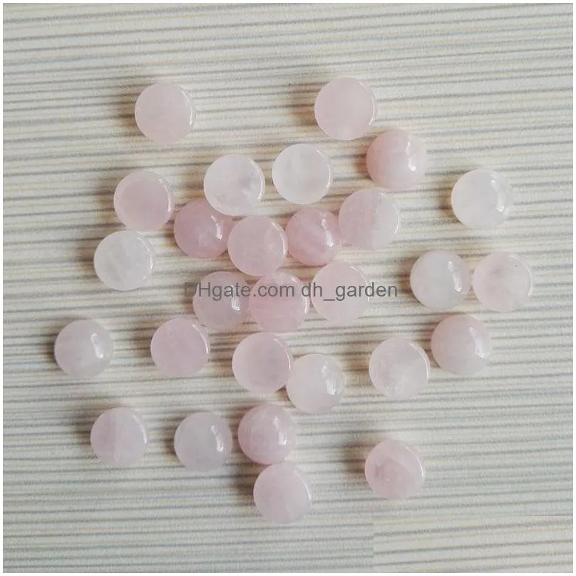 8mm natural stone round cabochon loose beads opal rose quartz turquoise stones face for reiki healing crystal necklace ring earrrings jewelry