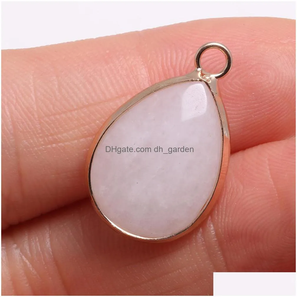 aspect natural stone charms waterdrop pendant rose quartz healing reiki crystal diy necklace earrings women fashion jewelry finding