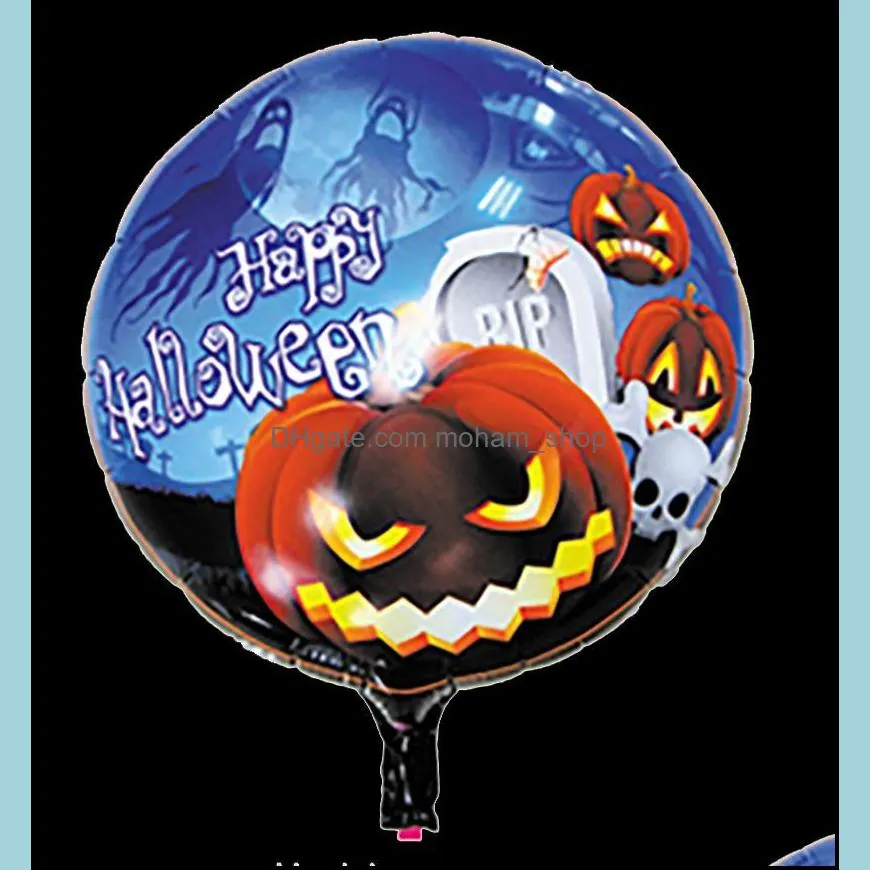 5pcs 18inch happy halloween round orange pumpkin aluminum film black balloon supplies kids love