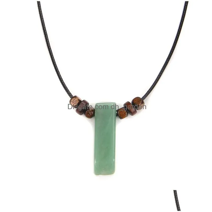 healing natural stone pendant raw mineral irregular rectangle quartz pendulum tiger eye lapsi white crystal necklaces
