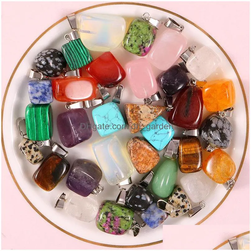 natural crystal opal rose quartz tigers eye stone charms irregular shape pendant for diy earrings necklace jewelry making
