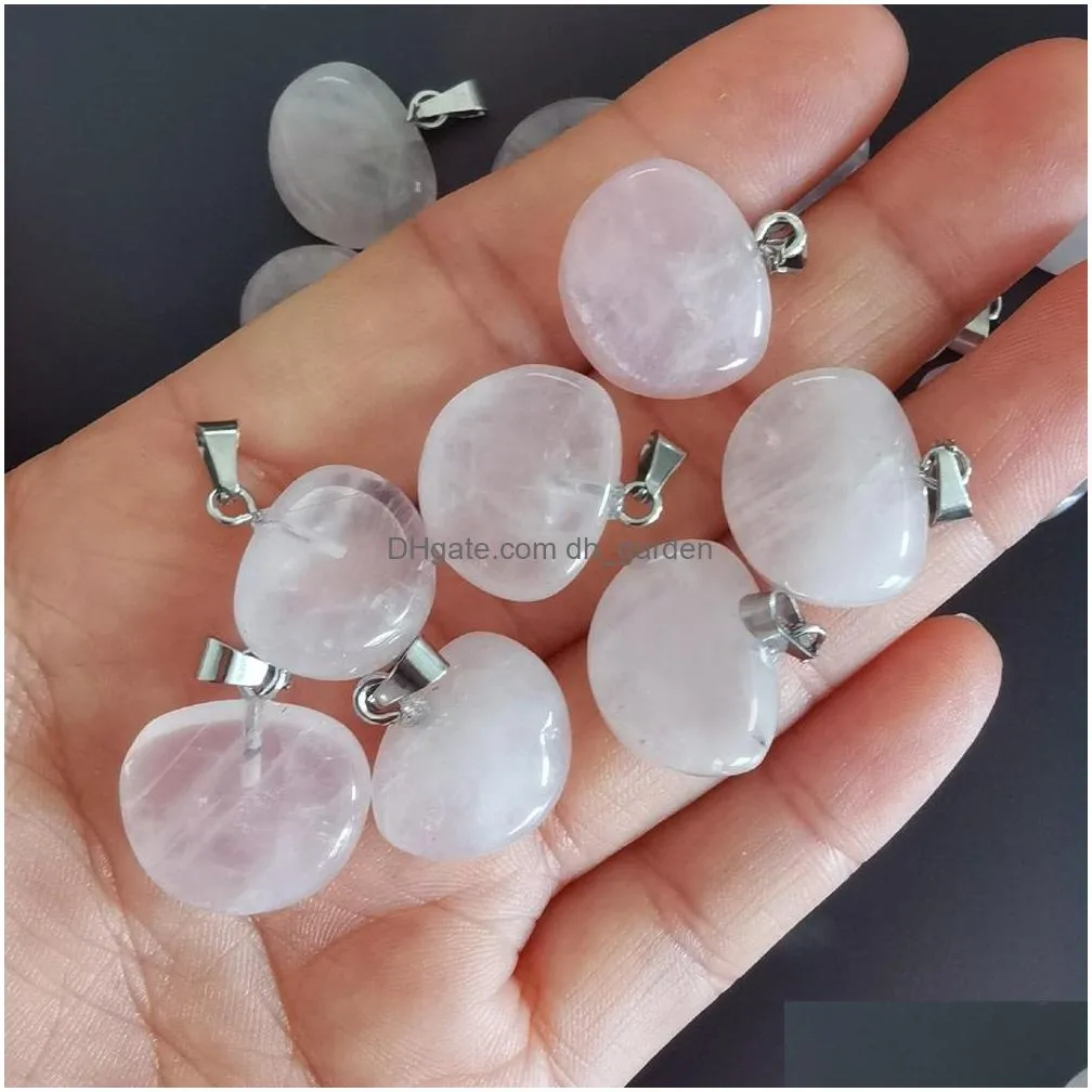 natural crystal rose quartz irregular stone charms fan shape pendant for diy earrings necklace jewelry making acc
