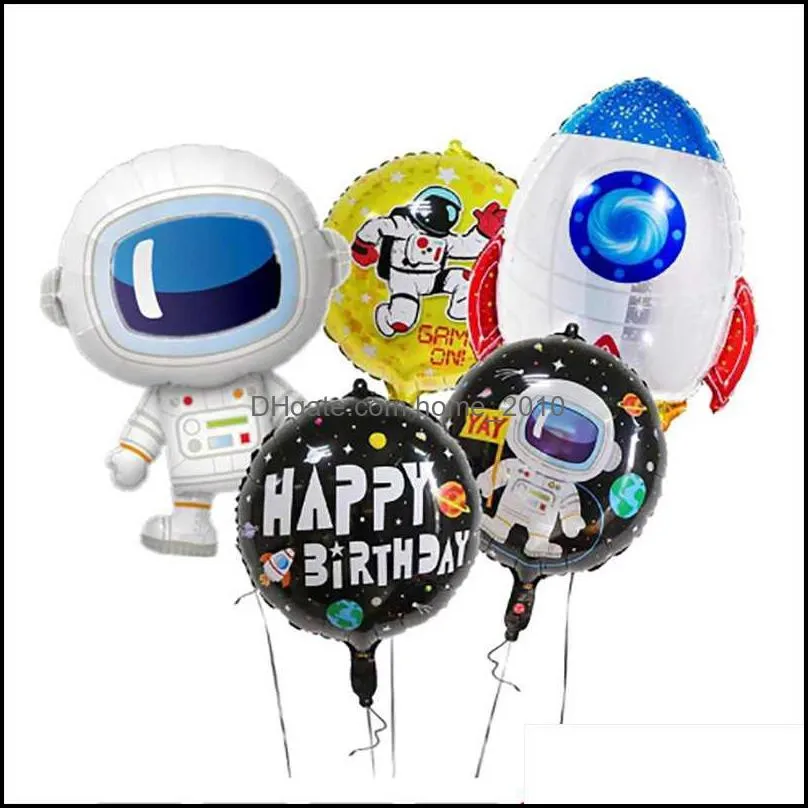 outer space theme astronaut rocket foil balloons galaxy boy kids birthday decor favors helium globalsparty