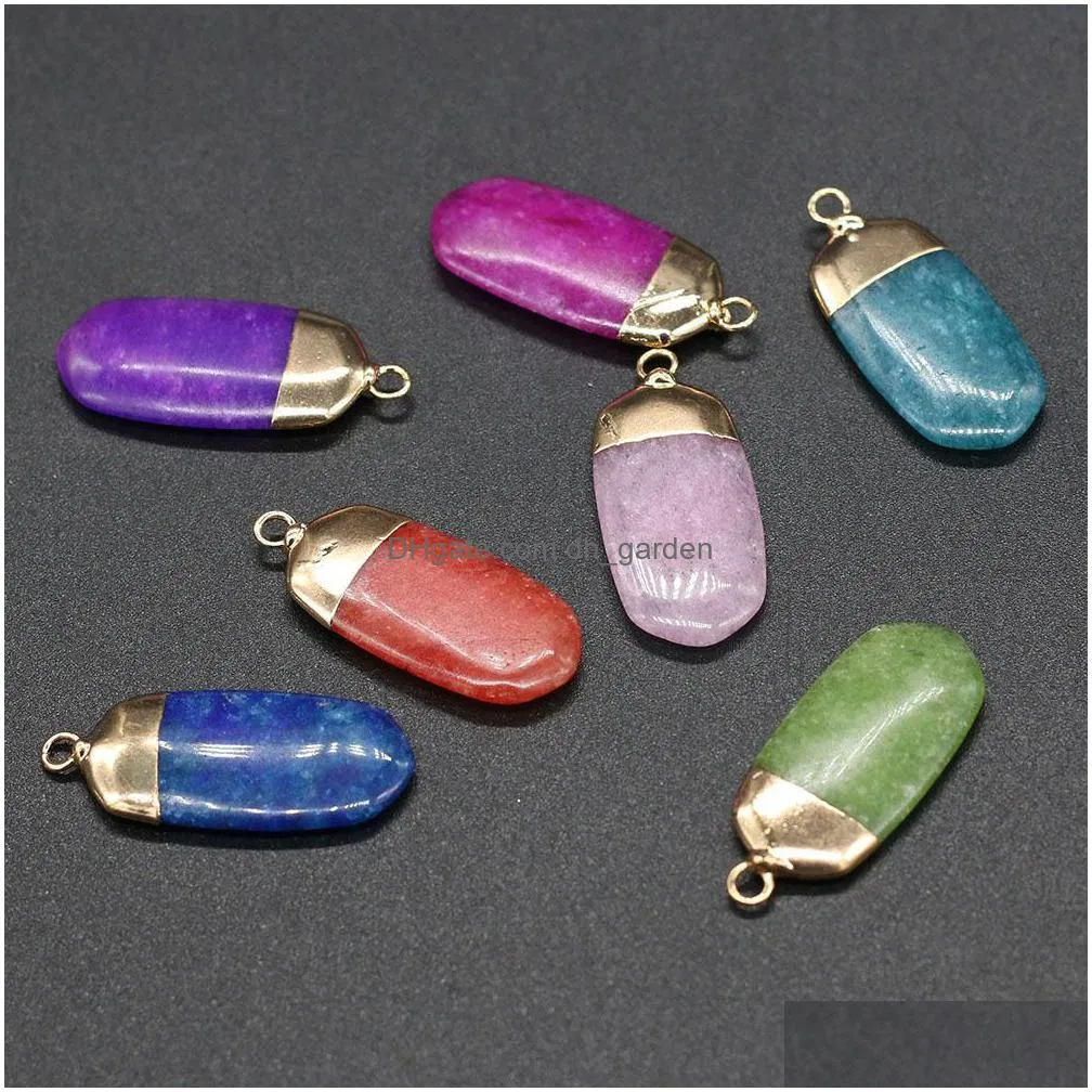 reiki healing charms semiprecious rectangular white stone dyed color crystal pendant diy necklace women fashion jewelry finding