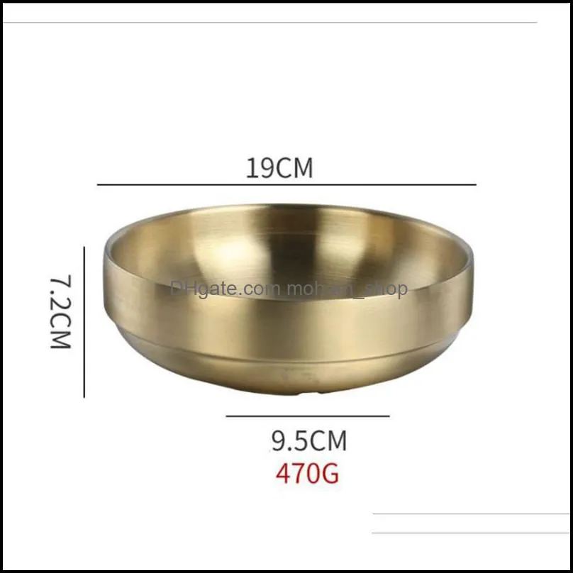 bowls double thickened cold noodle bowl 304 stainless steel classic big size insulation soup rice ramen tlsm