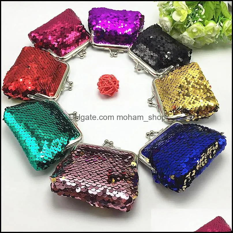  fashion sequins mini wallet clutch pouch portable women sequins coin purses handbags card holder keys earphone bags vt0085